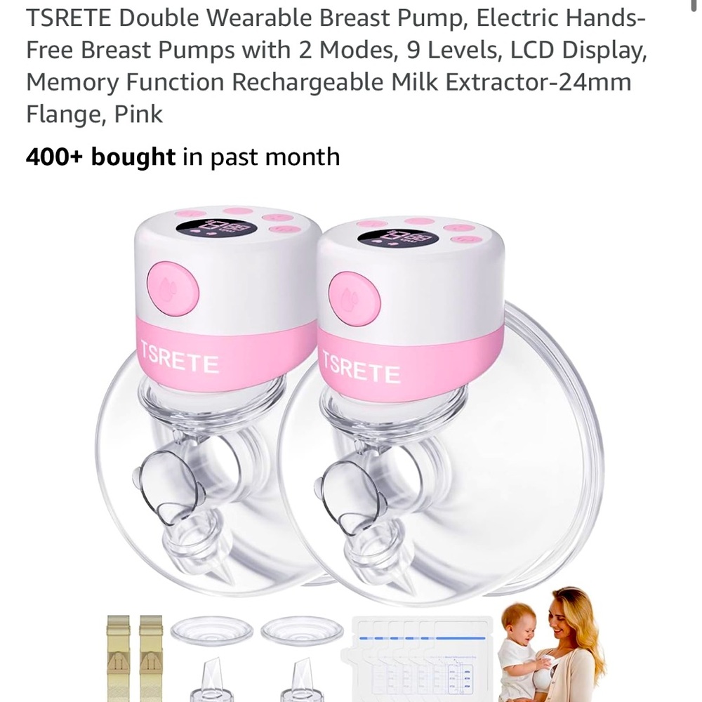 TSRETE Double Wearable Breast pump- 2 settings, 9 levels! 💕